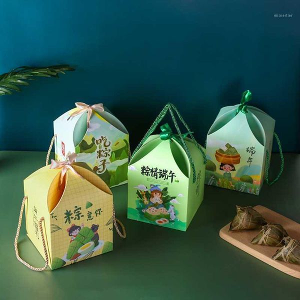 Confezione regalo 5 pezzi Chinese Dragon Boat Festival Zongzi Rice Gnocchi Palla Sushi Packaging Box Utensile da cucina portatile
