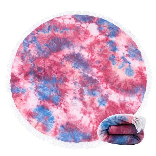

yoga mats round double-sided tie-dye tassel quick-drying beach towel bath sauna tapestry meditation mat soft lightweight sand