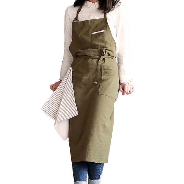 

aprons bib apron adjustable japanese style cotton blend with pockets solid painting gardening work easy clean kitchen