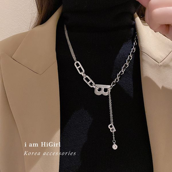 

amulet pendants fashion trend letter chain stitching necklace hip hop net red punk clavicle simple, Golden;silver