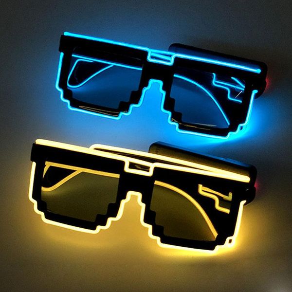 

party decoration el wire 8 bit glasses led flashing glowing supplies luminous bright light festival glow sunglasses