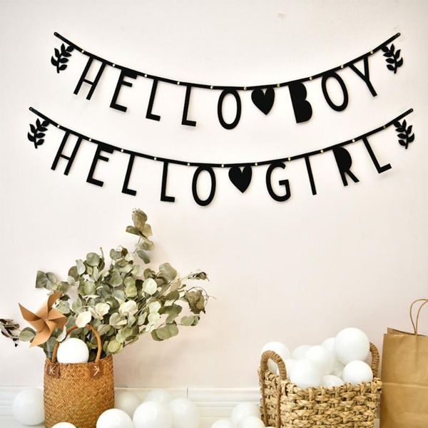 

party decoration 1 set diy black non-woven fabric banner happy birthday kid decorated family celebration baby shower