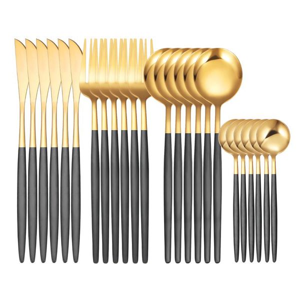 

dinnerware sets pink gold cutlery set stainless steel 24pcs knives forks coffee spoons flatware kitchen dinner tableware