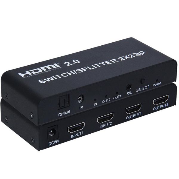 

audio cables & connectors uhd 2.0 switch splitter 2x2 (not matrix) switcher 5.1 out 2 in 4k/60hz ,hdr,hdcp 2.2