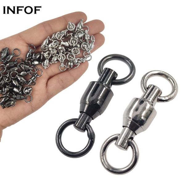 

5pcs/10pcs ball bearing swivel with solid rings #0-#10 swivels fishing connector carp accessories hooks