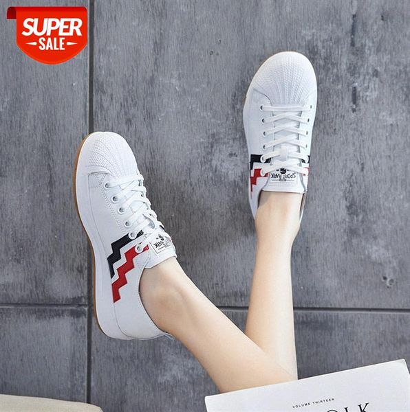

small white shoes women's leather comfortable and breathable flat low-single casual college wind board #za6h