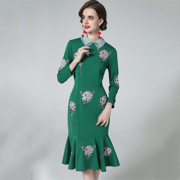 

casual dresses runway dress 2022 women embroidery designer evening party mermaid office vestidos, Black;gray