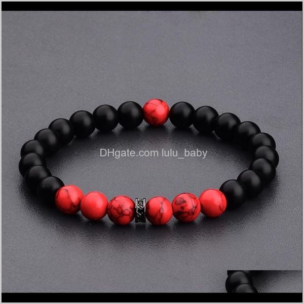

beaded strands douvei 8mm mattred yinyang bracelets for women trendy bracelet men with black cz beads prayer jewelry ab656 guzdm qasdv