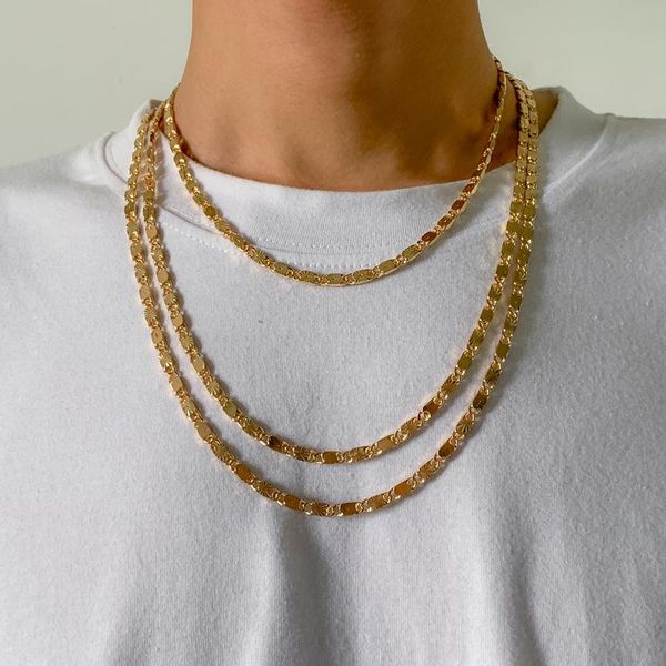 

chains ingemark punk goth geometric chain necklaces for men women charm gold color female clavicle link choker grunge jewelry neck gift, Silver