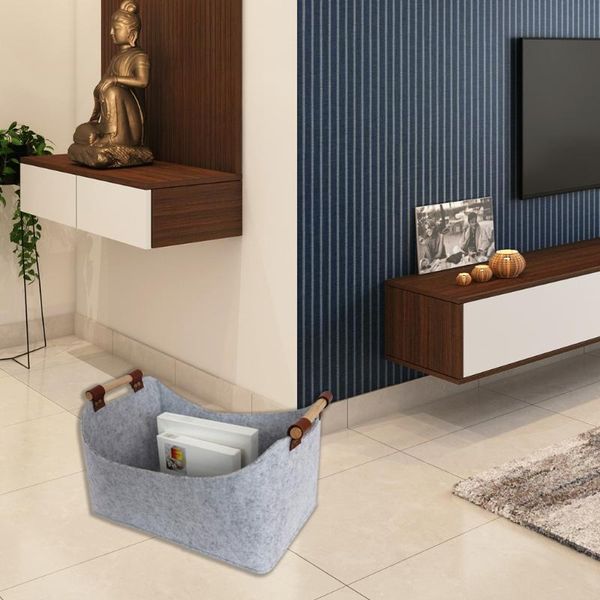 

storage baskets felt basket bin with handles bedroom closet clothing toys box