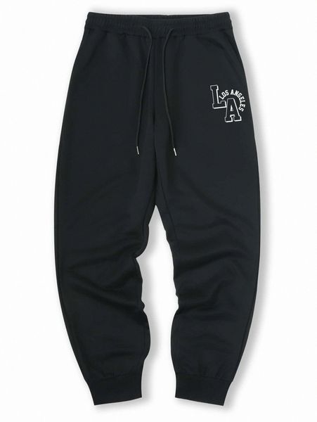 

romwe guys letter graphic sweatpants x1i0#, Black