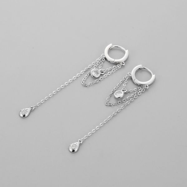 

south japan and korea personalized simple long temperament zirconium diamond earrings women's fashion s925 silver circle earrings women, Golden