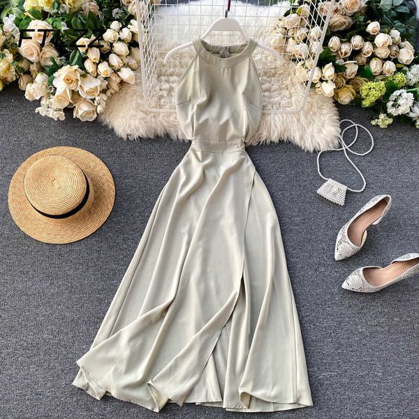 

women party dress summer sleevelss slim a line vintage dresses vestidos de mujer ladies elegant office midi robe 210602, Black;gray