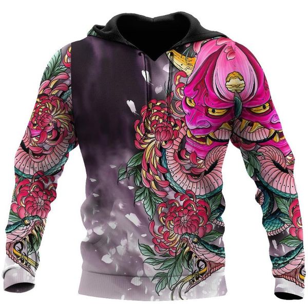 

men's hoodies & sweatshirts fashion men/women hoodie beautiful retro samurai tattoo 3d full printed harajuku sweatshirt casual zipper, Black