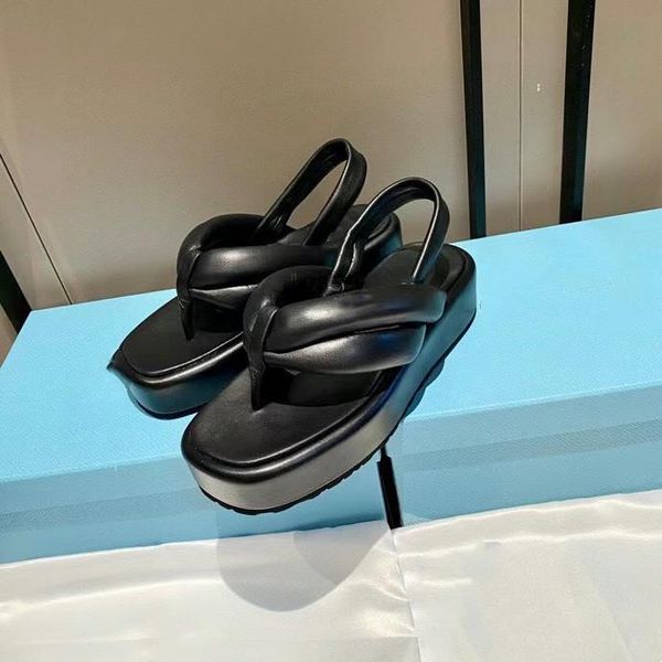

sandals leather platform sandal british style web celebrity shoes for summer 2021 non-slip soft soled versatile flat, Black