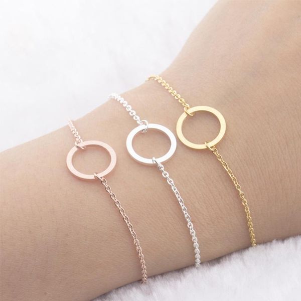 

link, chain geometry round circle bracelet eternity friendship bracelets men women friend gifts rose gold bijoux femme, Black