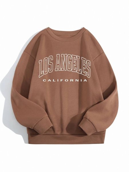 

letter print drop shoulder sweatshirt g6ci#, White;black
