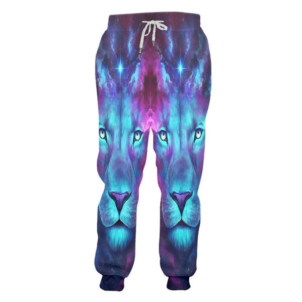 

pants color starry lion cool animal printed men's jogger causual harajuku plus size sports trousers drop, Black