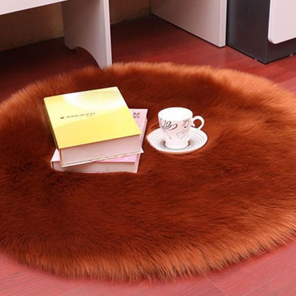 

carpets mat faux wool fluffy room silky area decor soft round shaggy home white bedside circular sofa warm artificial modern fur