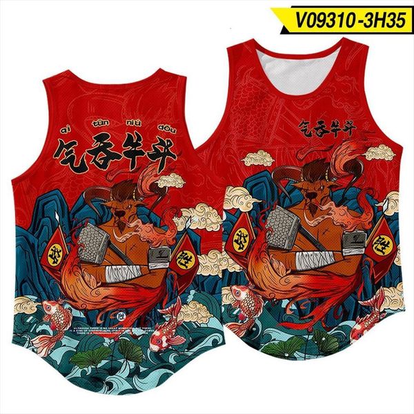 

fashion men summer beach tank red printed casual sleeveless vest, White;black