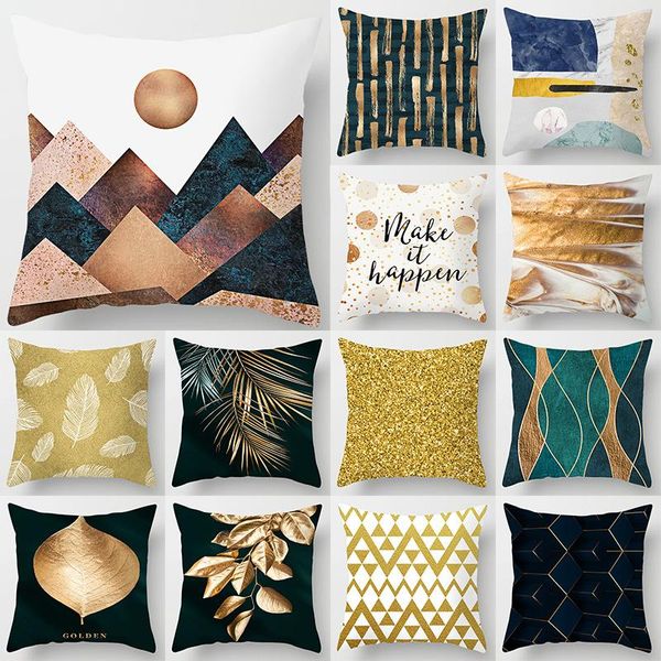 

pillow case 45x45cm nordic decorative cushion cover print peachskin hugging luxury gold home sofa throw pillowcase