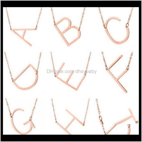 

pendant & pendants alphabet letter necklace gold/rose gold/sier sideways large initial necklaces for women fashion jewelry, Silver