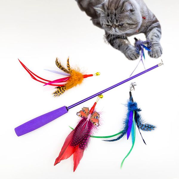 

cat toys feather funny stick long rod bell bite-resistant weight loss toy can replace head