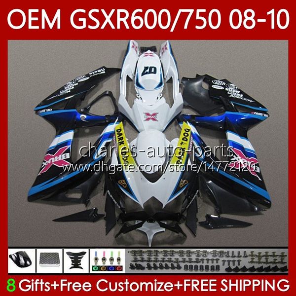 OEM stampo ad iniezione per SUZUKI GSXR-750 GSXR600 GSXR 600 750 CC K8 08 09 10 88No.141 GSX-R750 GSXR-600 GSXR750 GSX-R600 600CC 750CC 2008 2009 2010 Kit carenatura Blu nero bianco