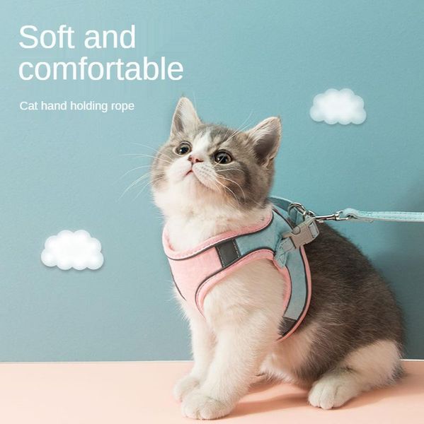 

cat collars & leads traction rope vest type reflective chest strap to prevent breaking away cute going out dog special harness