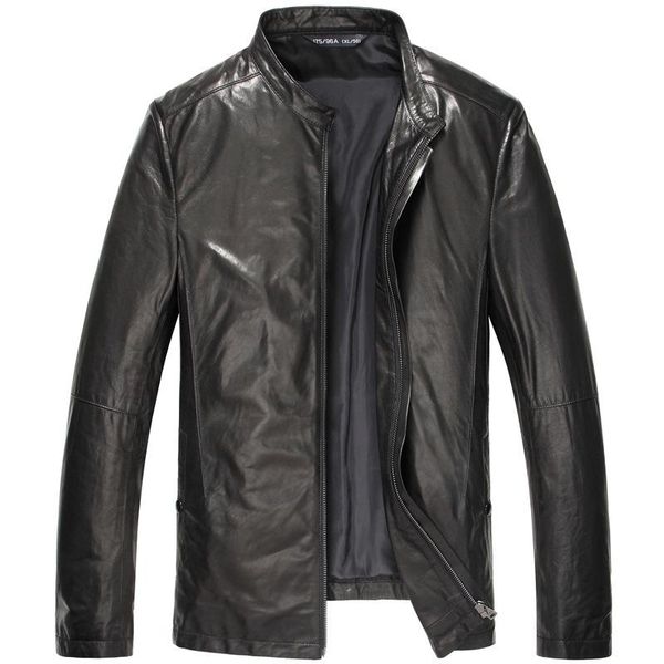 

men's leather & faux genuine jacket men short 100% sheepskin coat vintage slim jackets 2021 veste cuir homme 15s1420 kj2428, Black