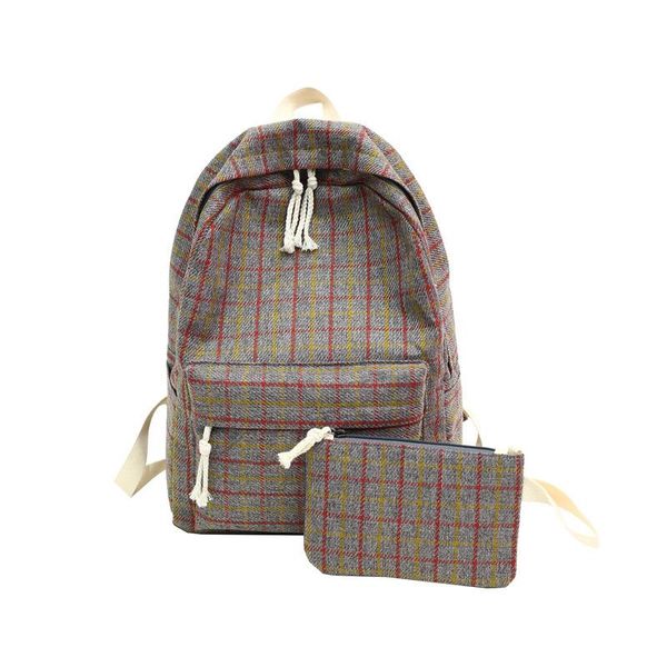 

backpack fashion women student girl school bag travel plaid style shoulder for 2021 bagpack rucksack knapsack