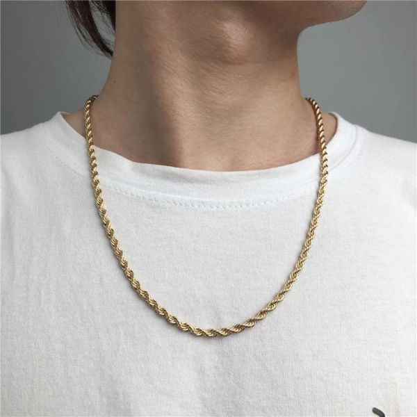 

chokers hip hop classic rope chain men necklace width 4mm iron figaro cuban for women punk club jewelry, Golden;silver