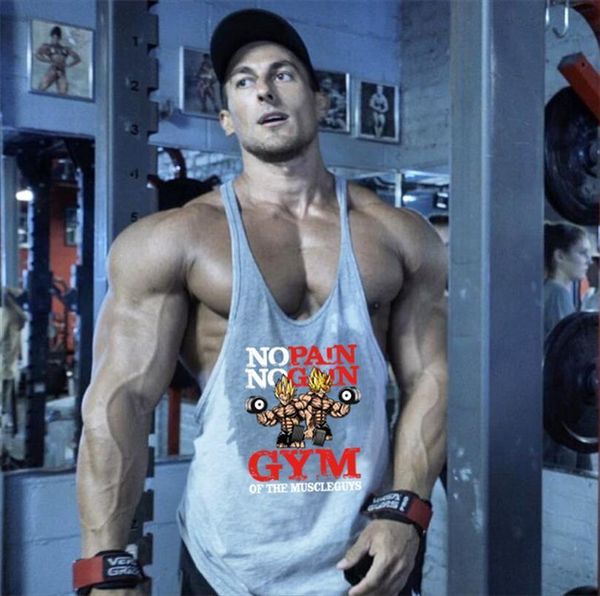 

brand fashion workout sleeveless tank mens men print cotton gyms vest bodybuilding undershirt fitness shirt, White;black