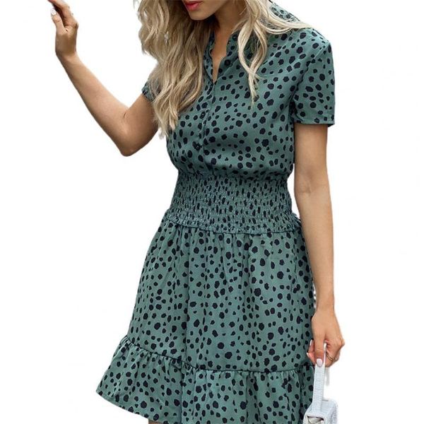 

women's swimwear women dress spot printing v neck casual ladies short sleeve for office, White;black