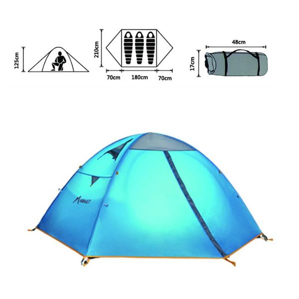 

double layer outdoor waterproof tent large family aluminum rod 3 person for hiking camping tents and shelters