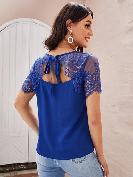 

lace yoke & sleeve 67zh#, White