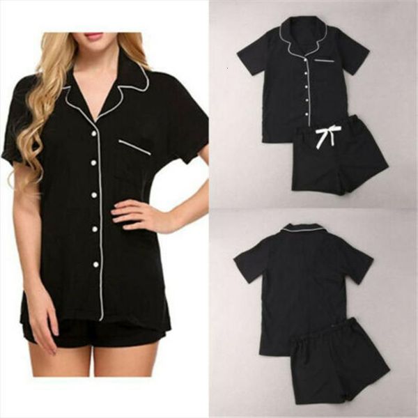 

summer short sleeve pajamas women sleepwear sets leisure motion pajama solid dot striped t shirt set, Black;red