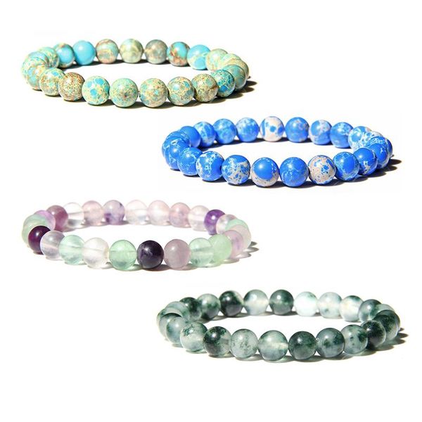 

beaded, strands natural stone malachite fluorite agates beads bracelet fashion energy yoga beaded jewelry for women mem gifts wholesale, Black