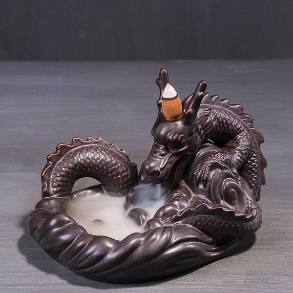 

fragrance lamps european retro creative dragon ceramic craft backflow incense burner 200x155x150mm for home and office decorations ornaments