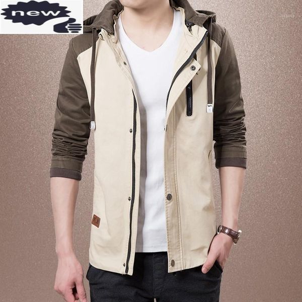

men's jackets autumn mens colors mixed hoody cotton slim fit casual outwear coat bomber jacket male streetwear windbreaker cap coats, Black;brown