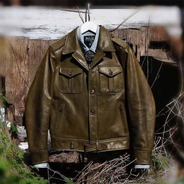 

men's leather & faux leather.luxury .italy yrquality cowhide jacket,slim military vintage genuine coat,leather clothing, Black