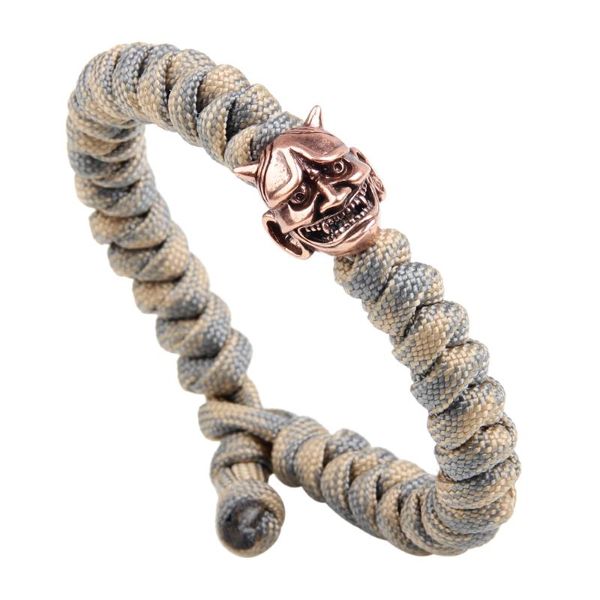 Braccialetti con ciondoli UBEAUTY Nylon da uomo Personalità a forma di teschio Rame Polsino alla moda Pulseira Masculina Gioielli Bracciale in corda di Boemia