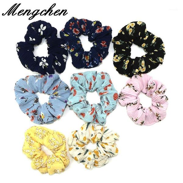 

women fashion pleated floral hair ring fabric rope simple accessories female scrunchie ponytail holder rope1