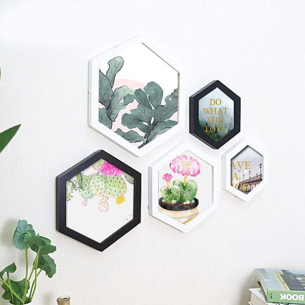 

frames decorative painting po frame wall mounted hexagon picture polygon art holder cultural white