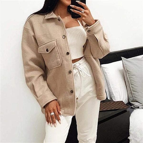 

winter long-sleeved casual jacket ladies thick warm plaid coat street oversized 2021 women's clothing wool & blends, Black