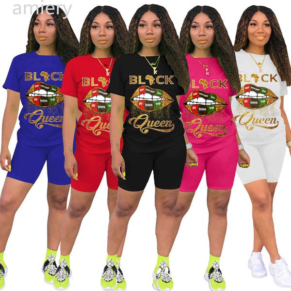 

summer women tracksuits lip print short sleeve t-shirt + shorts solid color 2 piece jogger sets yoga outfits plus size gym clothes, Gray