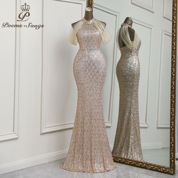 

party dresses 2021rose gold color mermaid evening dress vestidos de fiesta robe longue soiree mariage femme, White;black