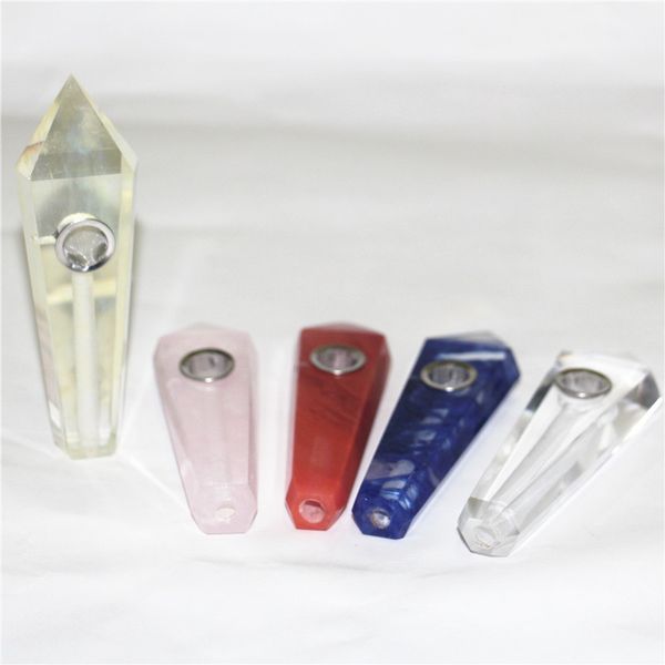 Cristal Moderno Personalizado Tubo Natural Ametista Quartzo Tobacco Cura Tubos de Mão CARB Hole