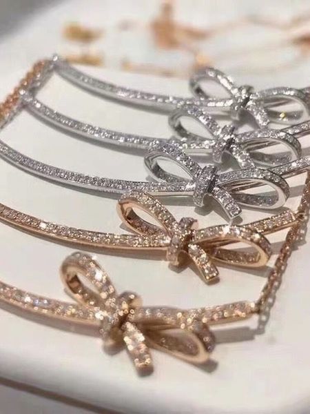 

diamond studded smile bow necklace 925 sterling silver plated 10k gold full diamond smiling face clavicle chain pendant female net