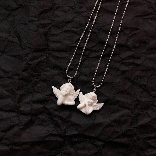 

creative cupid angel pendant stainless steel necklace baby shaped jewelry sweetheart for women man friendship girl gifts necklaces, Silver